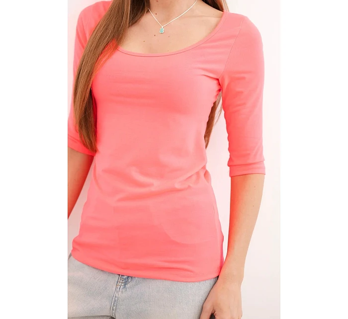 Halenka s kulatým výstřihem neonově růžová Halenka s kulatým výstřihem neonově růžová