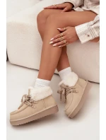 Śniegowce Damskie Z Naturalnego Zamszu D.Franklin DFSH375006 Jasnobeżowe