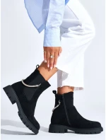 Klasické černé dámské kotníčkové boty platforma Klasické černé dámské kotníčkové boty platforma