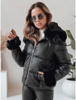 Dámská krátká bunda s kožešinou černá Dstreet model 21991204 - FashionStreet