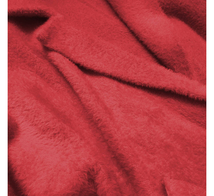 Dlhý červený vlnený prehoz cez oblečenie typu "Alpaka" (7108)