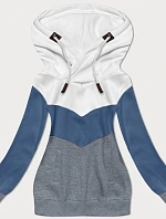 Dámska trojfarebná mikina bielo-modro-šedá (2303)