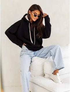 Hrubá dámska mikina klokanka čierna (82131)