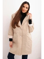 Dámska prešívaná bunda Plus Size s ozdobnými gombíkmi a golierom svetlo béžová Dámska prešívaná bunda Plus Size s ozdobnými gombíkmi a golierom svetlo béžová