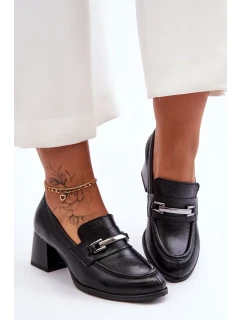 Pohodlné kožené lodičky černé Damira