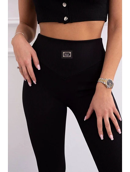 Žebrované legíny model 20686777 černé - Kesi