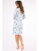 Dámská noční košile Ecru s modrou vzor model 21803129 - Cornette Dámská noční košile Ecru s modrou vzor model 21803129 - Cornette