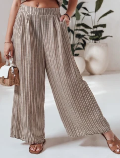 dámské pruhované kalhoty s širokými nohavicemi hnědé Dstreet model 21988972 - FashionStreet