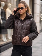 Kurtka damska zimowa pikowana z kapturem brązowa model 22350691 - FashionStreet