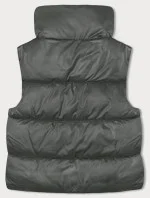 Šedo-zelená krátka vesta so stojačikom (B8245-70)