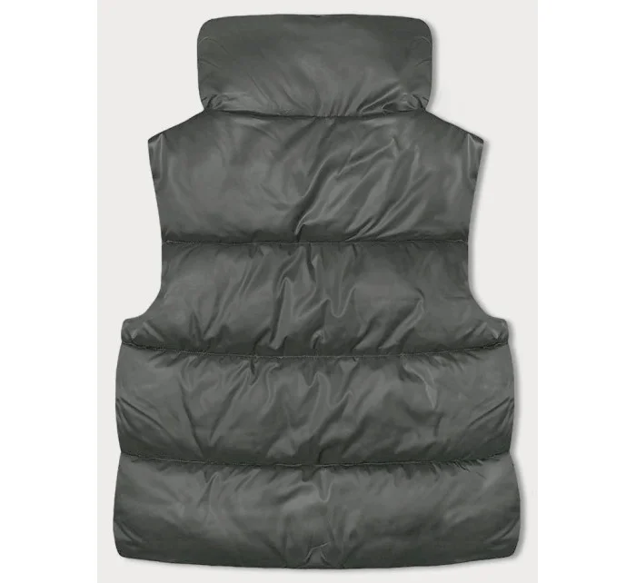 Šedo-zelená krátka vesta so stojačikom (B8245-70)