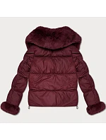 Péřová dámská bunda ve vínové barvě s límcem model 22553149 - S'WEST Péřová dámská bunda ve vínové barvě s límcem model 22553149 - S'WEST