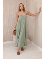Mušelínové šaty bez ramienok svetlo khaki