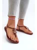 Damskie Płaskie Sandały Japonki 83507 Ipanema Class Blown Up Sandal Fem Brązowe