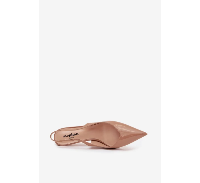 Lakované lodičky na jehlovém podpatku tmavě béžové Phelia Lakované lodičky na jehlovém podpatku tmavě béžové Phelia