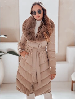 Dámská zimní bunda prošívaná s kožešinou camel Dstreet model 21991252 - FashionStreet