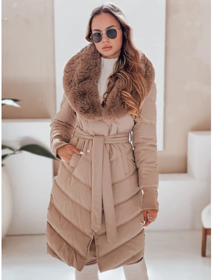 Dámská zimní bunda prošívaná s kožešinou camel Dstreet model 21991252 - FashionStreet Dámská zimní bunda prošívaná s kožešinou camel Dstreet model 21991252 - FashionStreet