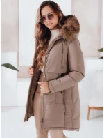 Dámská zimní bunda parka s kapucí tmavě béžová Dstreet model 21991282 - FashionStreet