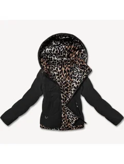Černá krátká volná dámská bunda s panteřím motivem Miss model 21035940 - Miss TiTi