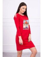 Šaty s potiskem Honey model 18744050 červené - K-Fashion