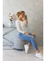 Blúzka s buffovými rukávmi biela