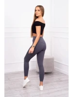 Pruhované legíny v grafitovej farbe