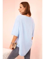 Dámská mušelínová košile s knoflíkem modrý