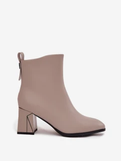 Dámska zateplená členková obuv z pravej kože na podpätku - sivá Vinceza