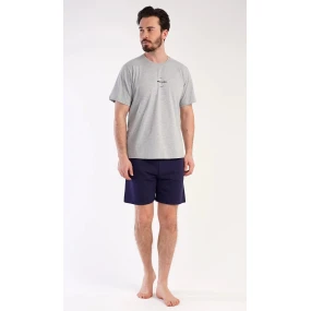 Pánske pyžamové šortky Andreas sivomodré - Vienetta