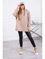 Zateplená mikina so zipsom na boku tmavo béžová Zateplená mikina so zipsom na boku tmavo béžová