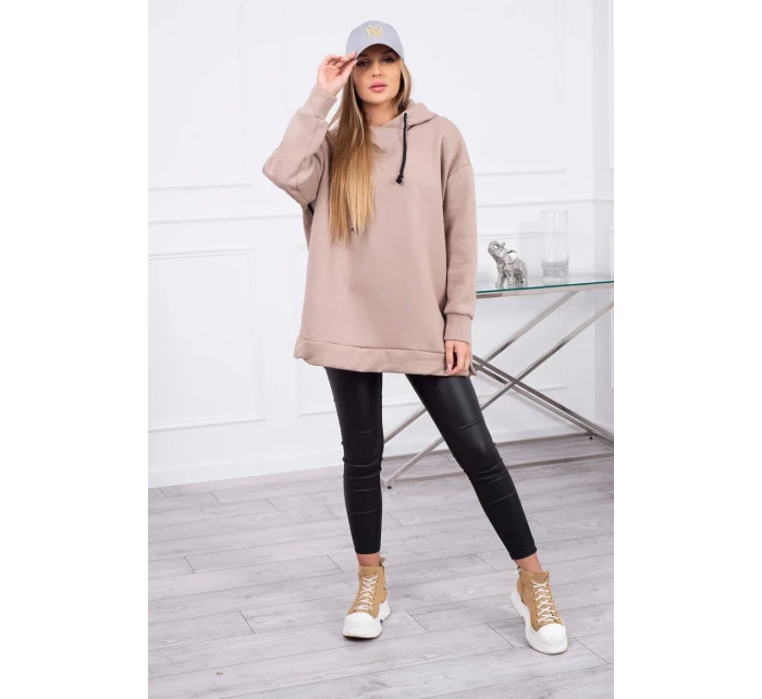 Zateplená mikina so zipsom na boku tmavo béžová Zateplená mikina so zipsom na boku tmavo béžová