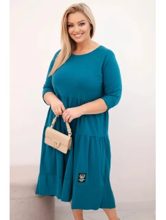 Dámske Plus veľkosť bavlnená sukňa s volánikmi a volánové rukávy Navy