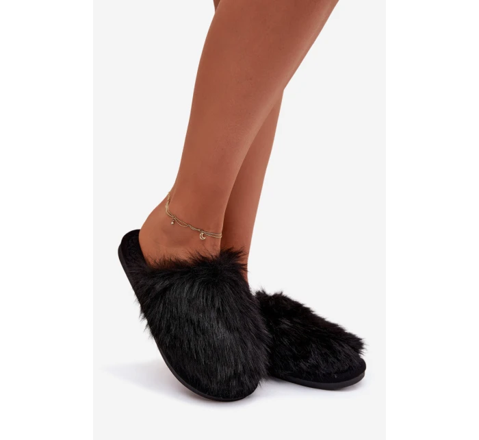 Kožešinové dámské pantofle černé Katrisse