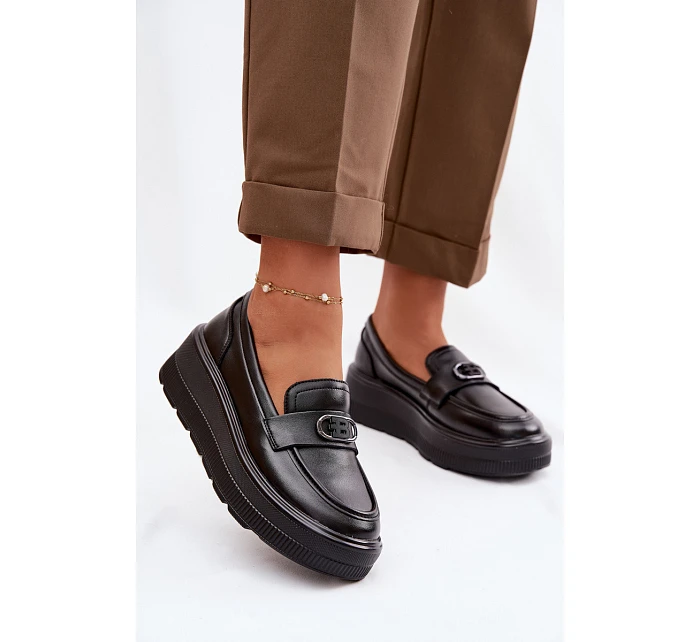 Kožené dámské mokasiny na platformě Vinceza 39974 Černé