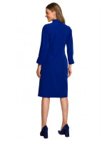 S318 Voľné šaty s vysokým golierom - kráľovská modrá