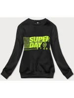 Černá dámská tepláková mikina s potiskem model 17182406 - J.STYLE Černá dámská tepláková mikina s potiskem model 17182406 - J.STYLE