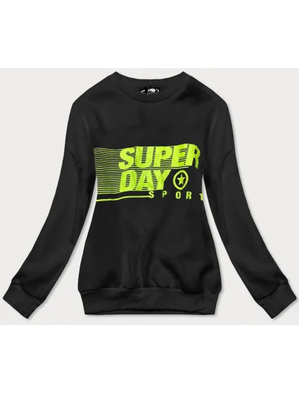 Černá dámská tepláková mikina s potiskem model 17182406 - J.STYLE Černá dámská tepláková mikina s potiskem model 17182406 - J.STYLE