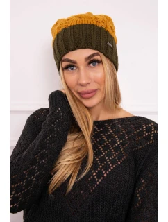Fleecová čiapka Paris K212 horčicová + khaki