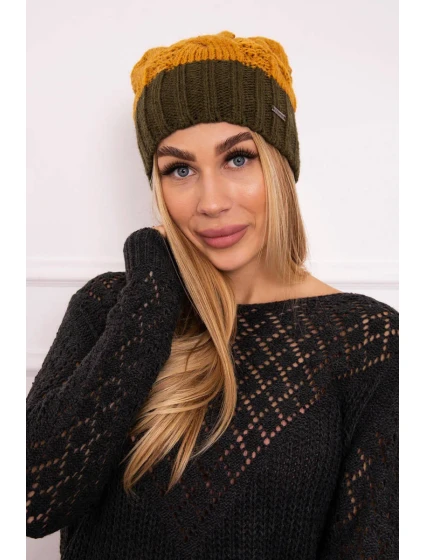 Fleecová čiapka Paris K212 horčicová + khaki