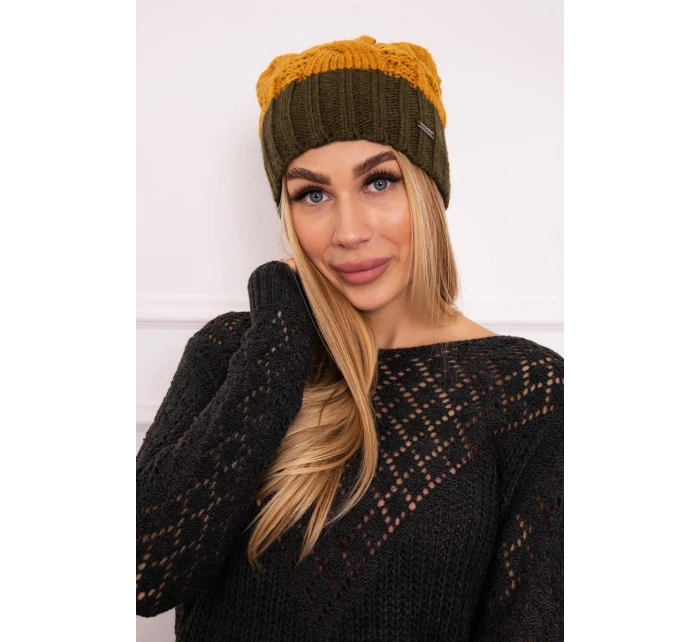 Fleecová čiapka Paris K212 horčicová + khaki