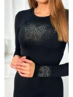 Pletené šaty s motívom mašľa čierna