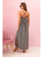 Dámske šaty bez ramienok so šesťuholníkovým vzorom čierne