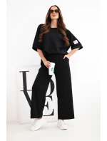 Dámska maslová viskózna mikina a široké nohavice čierna