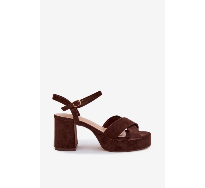 Dámské sandály na podpatku čokoládové Janelia