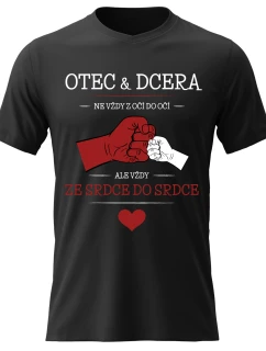 Pánské bavlněné tričko s potiskem - OTEC & DCERA - černé