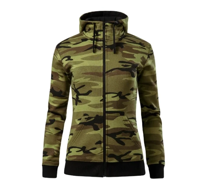 Camo Mikina na zips maskáčová zelená