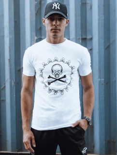 Pánske biele tričko s potlačou FashionStreet RX5581