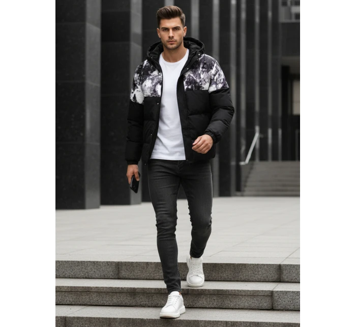 Pánska zimná bunda s kapucňou čierna FashionStreet TX5132