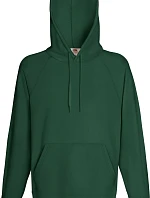 Fruit of the Loom Lightweight Hooded Sweat Pánska mikina s kapucňou a raglánovými rukávmi 16.2140 fľaškovozelená