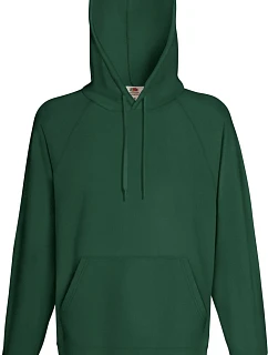 Fruit of the Loom Lightweight Hooded Sweat Pánska mikina s kapucňou a raglánovými rukávmi 16.2140 fľaškovozelená